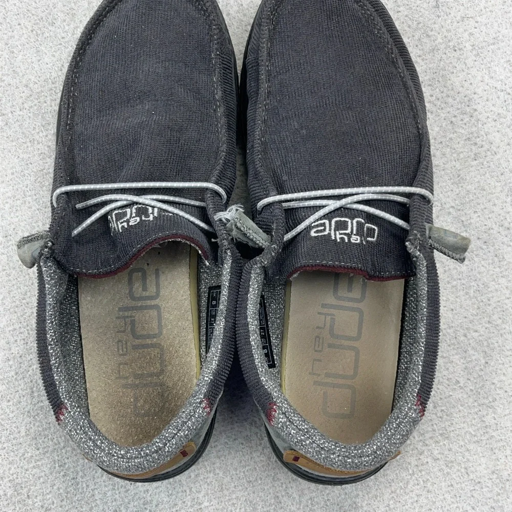 Hey Dude Wally Corduroy Shadow Gray Mens Size 9 Slip On Casual Comfort Shoes